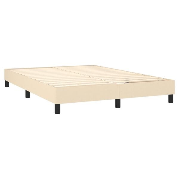 vidaXL Sommier &agrave; lattes de lit avec matelas Cr&egrave;me 140x190 cm Tissu