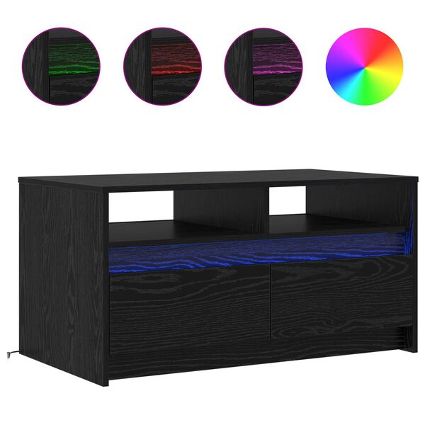 vidaXL Table basse Ch&ecirc;ne noir 90 x 50 x 45 cm Bois d'ing&eacute;nierie