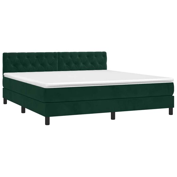 vidaXL Sommier &agrave; lattes de lit et matelas Vert fonc&eacute; 160x200cm Velours