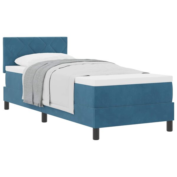 vidaXL Lit &agrave; ressorts avec matelas Bleu fonc&eacute; 80 x 200 cm Velours