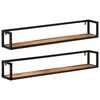 vidaXL &Eacute;tag&egrave;res murales 2 pcs 110x17x17 cm bois massif manguier et fer