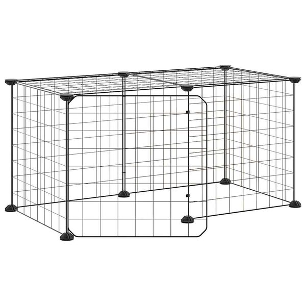 vidaXL Cage animaux de compagnie &agrave; 8 panneaux et porte Noir 35x35 cm