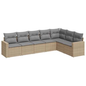 vidaXL Salon de jardin avec coussins 7 pcs beige r&eacute;sine tress&eacute;e