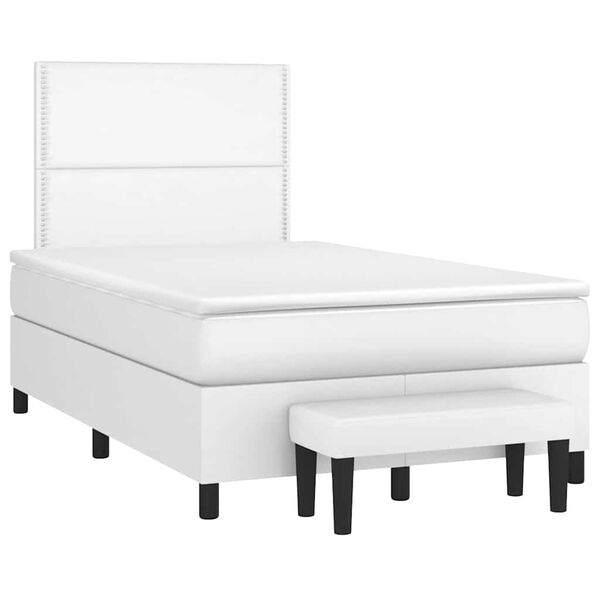 vidaXL Sommier &agrave; lattes de lit avec matelas blanc 120x190cm similicuir