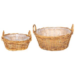 vidaXL Panier &agrave; plantes GENDT 2 pi&egrave;ces Brun Naturel Rattan Kubu