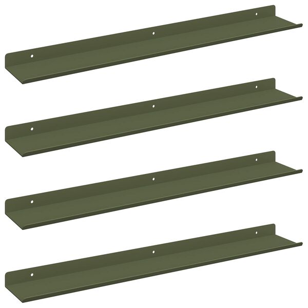 vidaXL &Eacute;tag&egrave;re flottante 4 pcs Vert olive 60 x 8,5 x 2,5 cm Acier