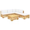 vidaXL Salon de jardin 6 pcs avec coussins Bois de teck solide