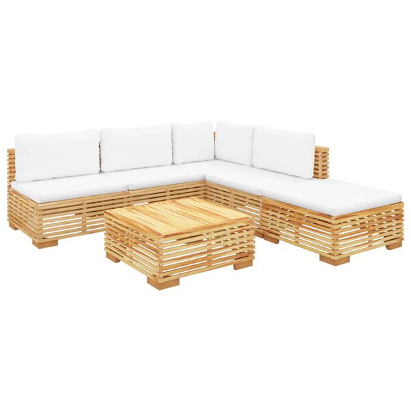 vidaXL Salon de jardin 6 pcs avec coussins Bois de teck solide
