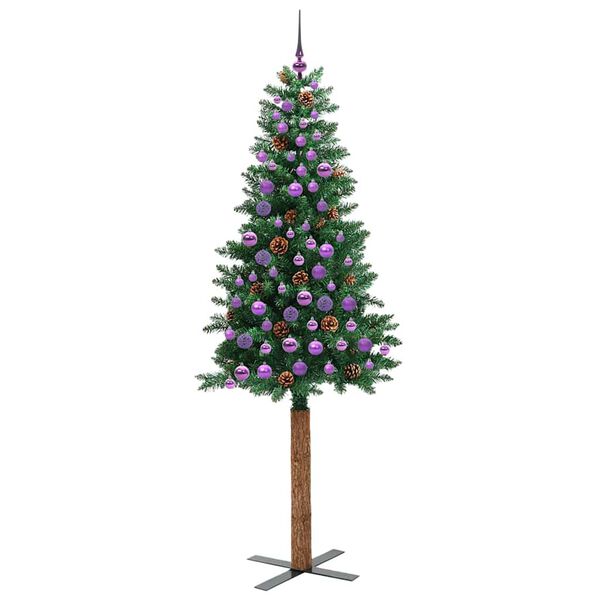 vidaXL Sapin de No&euml;l mince Vert 210 cm PVC et bois de pin massif