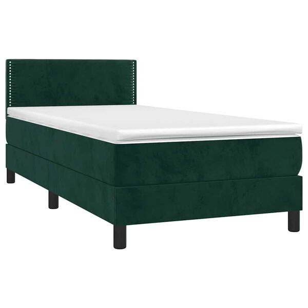 vidaXL Sommier &agrave; lattes de lit avec matelas LED Vert fonc&eacute; 100x200 cm