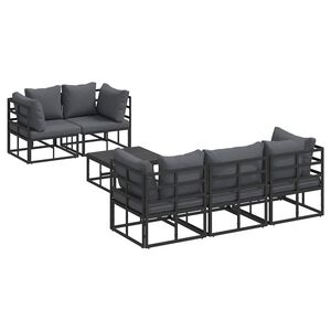 vidaXL Ensemble de canap&eacute; de jardin 6 pc Noir Acier