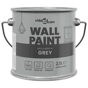 vidaXL Peinture murale Gris 2,5 L Impression murale