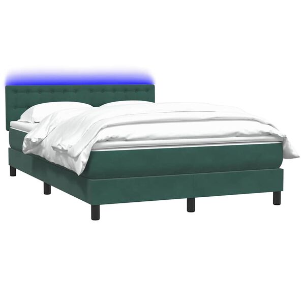 vidaXL Sommier &agrave; lattes de lit et matelas vert fonc&eacute; 140x220cm velours