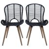 vidaXL Chaises à manger lot de 4 noir rotin naturel