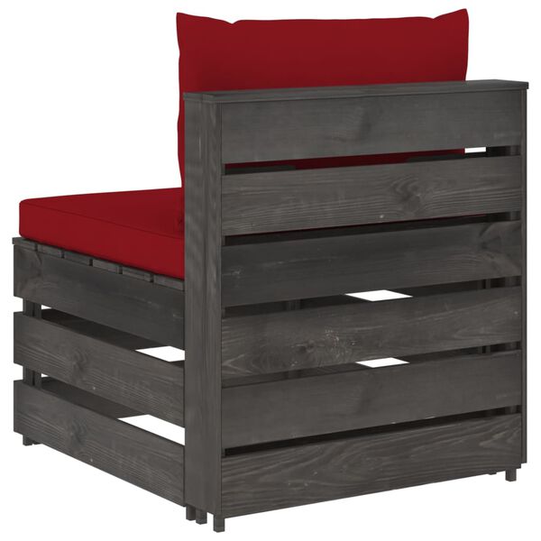 vidaXL Canap&eacute; central sectionnel avec coussins Bois impr&eacute;gn&eacute; de gris