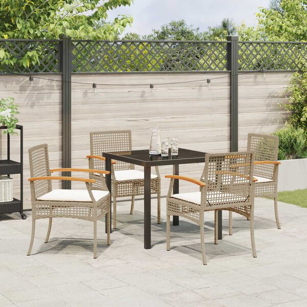vidaXL Ensemble de salle &agrave; manger pour jardin 5 pcs Beige polyrotin