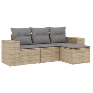 vidaXL Salon de jardin avec coussins 4 pcs beige r&eacute;sine tress&eacute;e