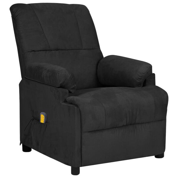 vidaXL Fauteuil de massage Noir Similicuir daim