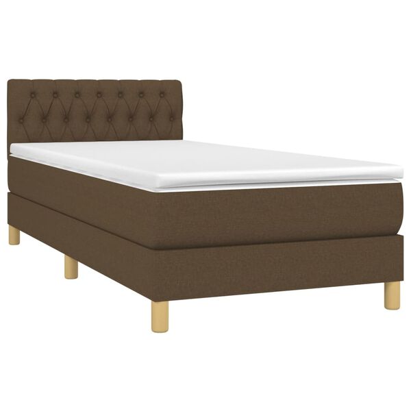 vidaXL Sommier &agrave; lattes de lit et matelas et LED Marron fonc&eacute; 90x190cm