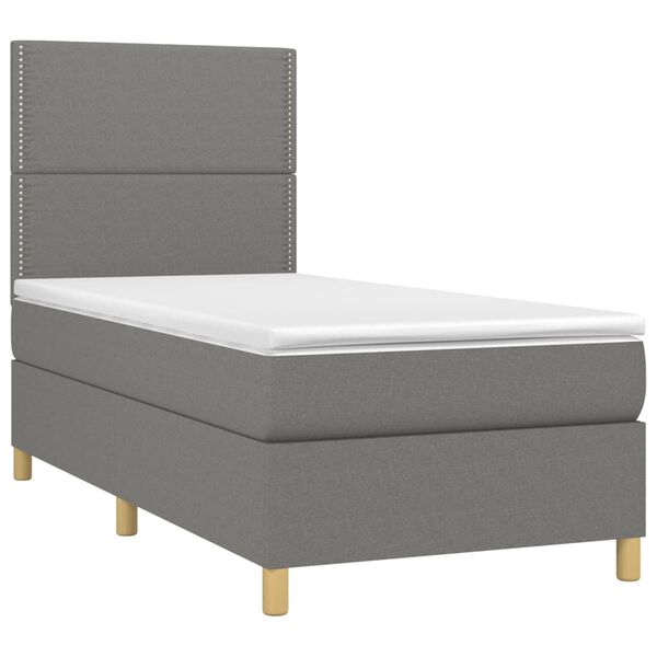 vidaXL Sommier &agrave; lattes de lit avec matelas Gris fonc&eacute; 80x200 cm Tissu