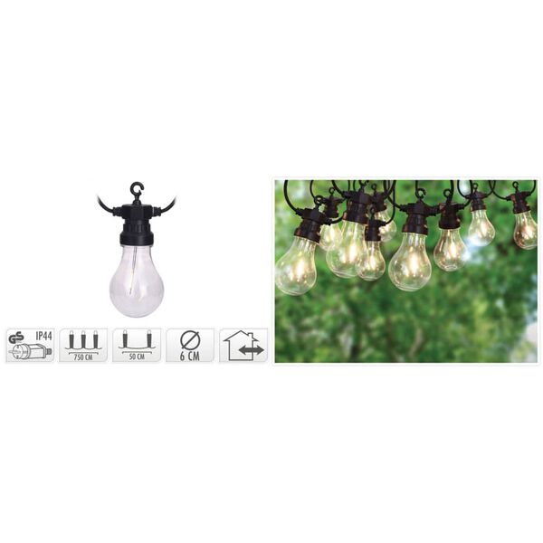 ProGarden Guirlande lumineuse de jardin 20 ampoules LED 24 V