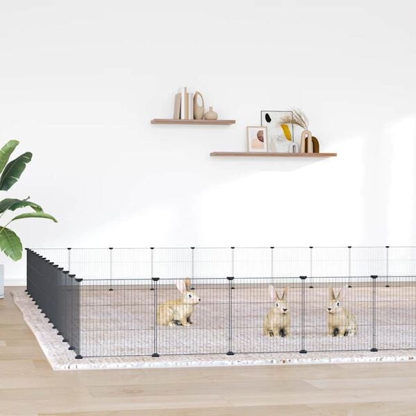 vidaXL Cage animaux de compagnie &agrave; 52 panneaux et porte Noir 35x35 cm