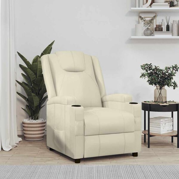 vidaXL Fauteuil inclinable Blanc cr&egrave;me Similicuir
