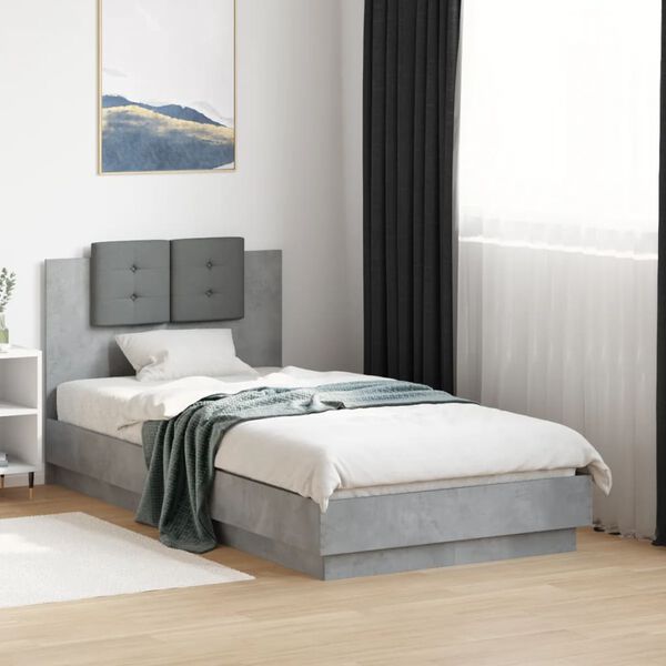 vidaXL Cadre de lit sans matelas gris b&eacute;ton 90x190 cm
