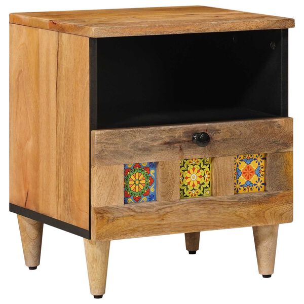 vidaXL Cabinet de chevet Naturel 40 x 33 x 46 cm Bois de mangue massif