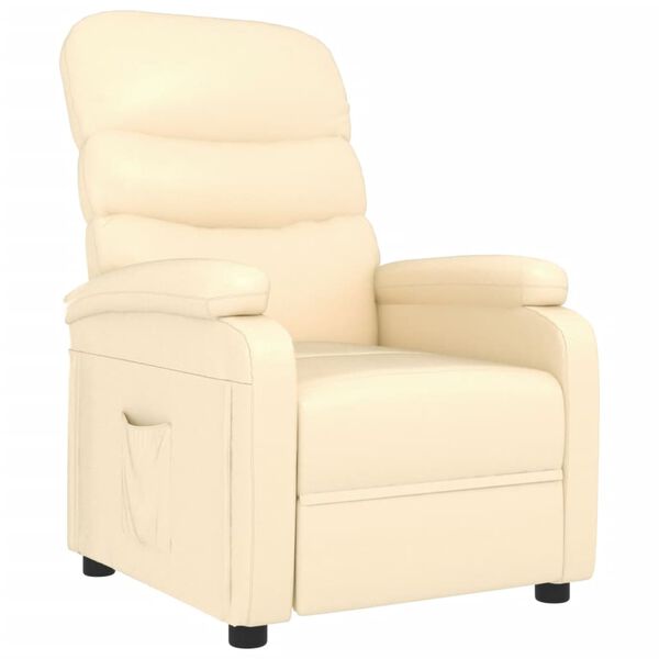 vidaXL Fauteuil inclinable Cr&egrave;me Similicuir