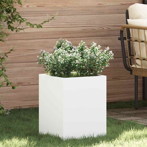 vidaXL Cache-pot de jardin Blanc 32 x 32 x 40 cm Acier laminé à froid