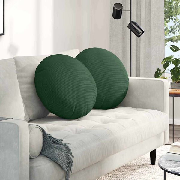 vidaXL Coussins de si&egrave;ge 2 pcs Vert fonc&eacute; &Oslash; 50 cm