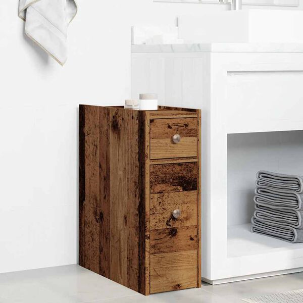 vidaXL Armoire de salle de bain &eacute;troite avec roulettes vieux bois