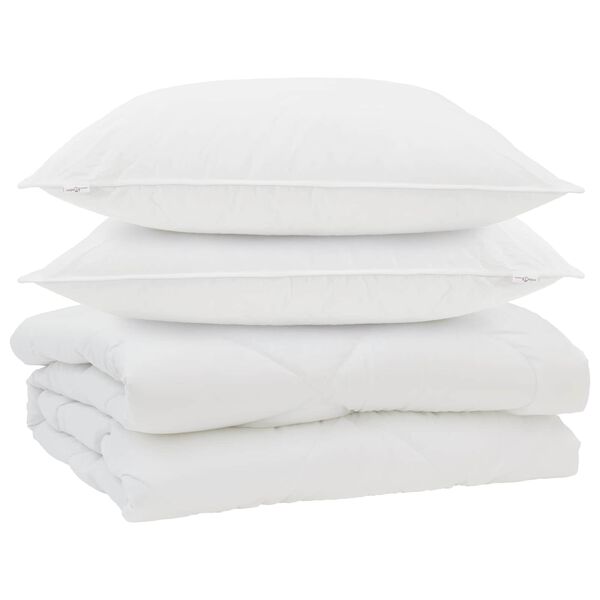 vidaXL Couette avec oreiller 3 pcs Blanc Microfibre