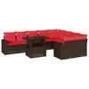 vidaXL Ensemble de canap&eacute; de jardin 10 pcs avec coussins marron r&eacute;sine tress&eacute;e