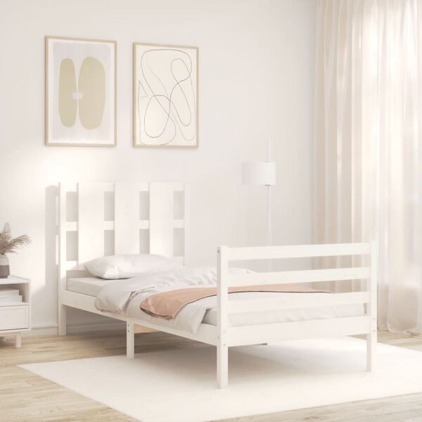 vidaXL Cadre de lit sans matelas blanc 100x200 cm bois massif