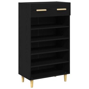 vidaXL Cabinet &agrave; chaussures avec tiroir Ch&ecirc;ne noir 60 x 35 x 105 cm