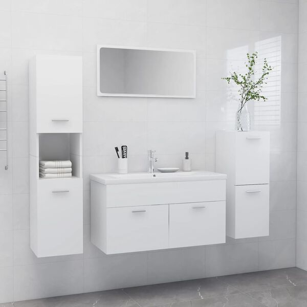 vidaXL Ensemble de meubles de salle de bain Blanc Bois d'ing&eacute;nierie