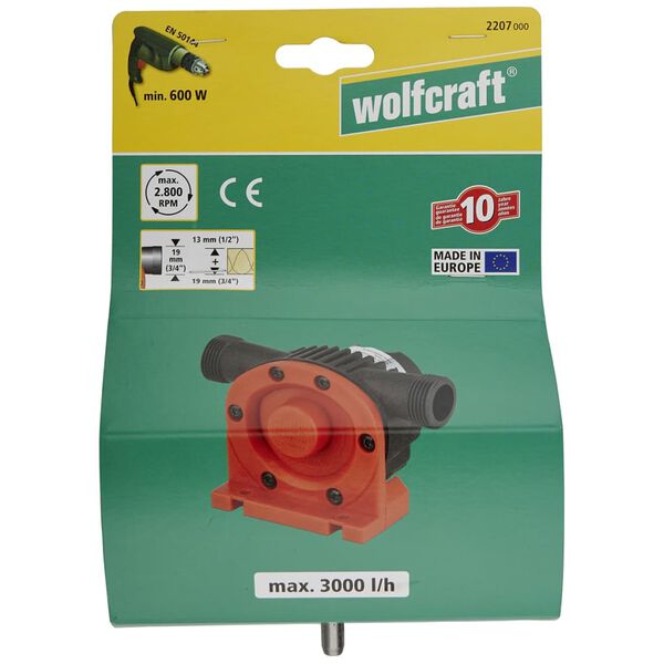wolfcraft Pompe aliment&eacute;e par perceuse 3000 l/h S=8 mm 2207000