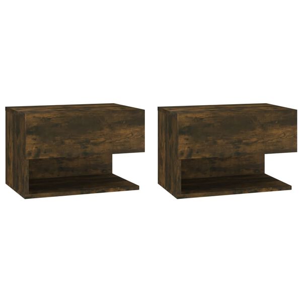 vidaXL Tables de chevet murales 2 pcs Ch&ecirc;ne fum&eacute;