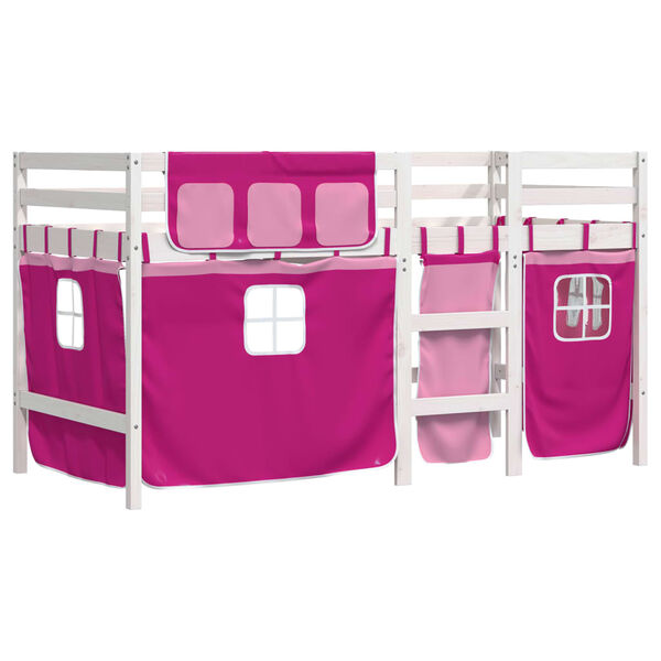 vidaXL Lit mezzanine enfants avec rideaux sans matelas rose 90x200cm