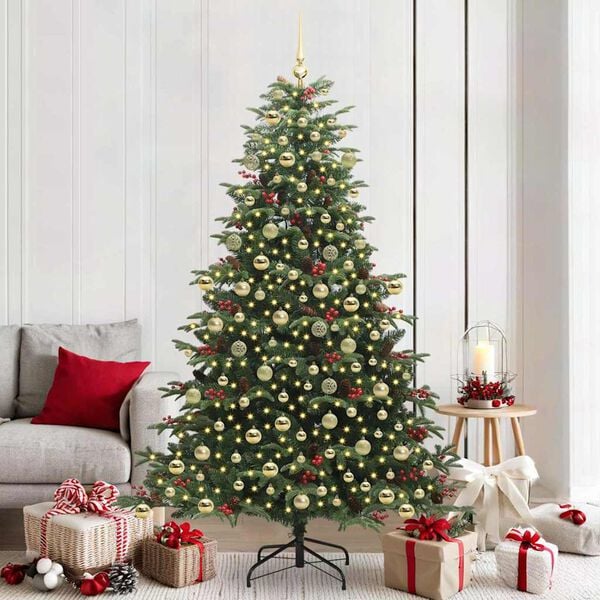 vidaXL Sapin de Noël artificiel Vert 210 cm PVC, métal et plastique