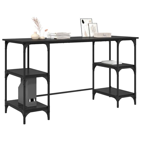vidaXL Bureau Ch&ecirc;ne noir 140 x 50 x 75 cm Bois d'ing&eacute;nierie
