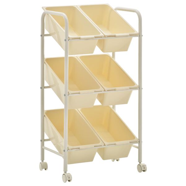 vidaXL Chariot de rangement pour jouets &agrave; 6 paniers Blanc Plastique