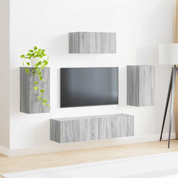 vidaXL Ensemble meuble TV 5 pcs Gris Sonoma Bois d'ing&eacute;nierie