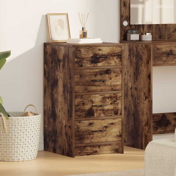 vidaXL Buffet avec tiroir Ch&ecirc;ne fum&eacute; 40 x 41 x 75 cm Bois d'ing&eacute;nierie