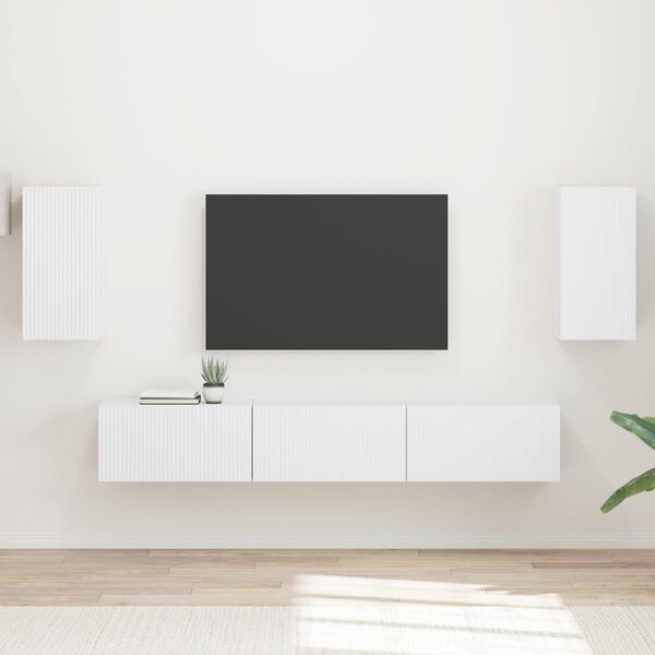 vidaXL Ensemble meuble TV Montage mural 3 pcs Blanc Bois d'ing&eacute;nierie