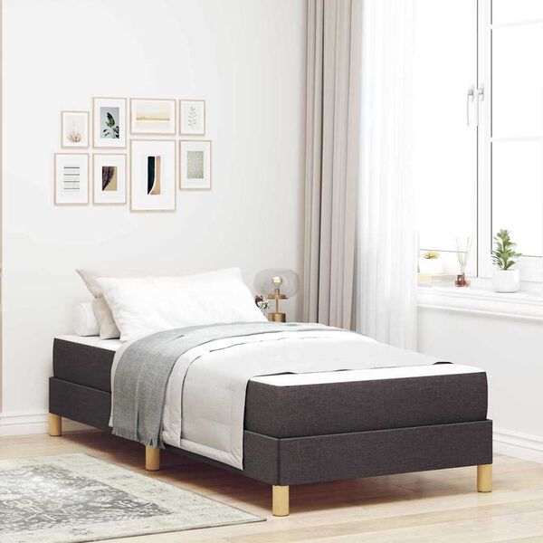vidaXL Lit &agrave; ressorts avec matelas Marron fonc&eacute; 90 x 190 cm tissu