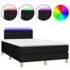vidaXL Sommier &agrave; lattes de lit matelas et LED noir 120x190 cm tissu