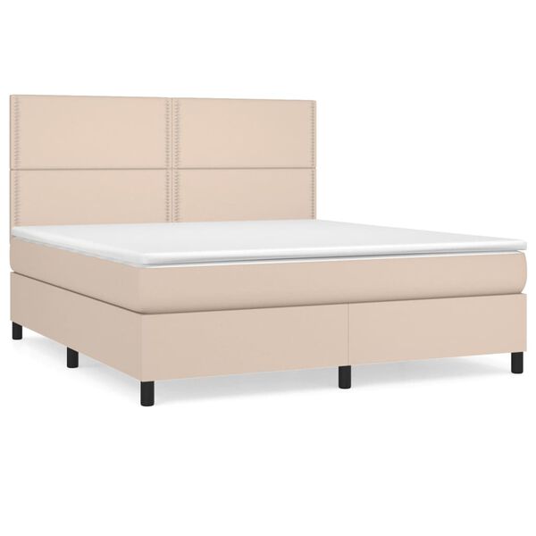 vidaXL Sommier &agrave; lattes de lit avec matelas Cappuccino 180x200 cm